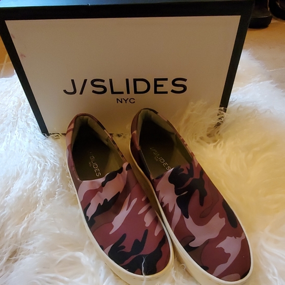 J Slides NYC Shoes - J Slides green camo platform slip on